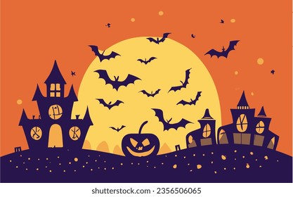 halloween night theme background design, vector and illustration