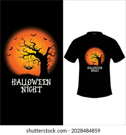 Halloween night -Halloween T-Shirt Design. Halloween Vector Graphic. Halloween T-Shirt illustration. Horns head devil t-shirt design. Beautiful and eye catching halloween vector