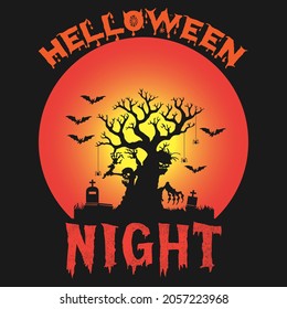 Halloween Night t-shirt design, vector file