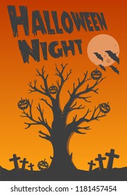 Halloween Night Vector, Editable Layer