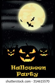 Halloween night, vector illustration.