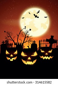 Halloween night, vector illustration.