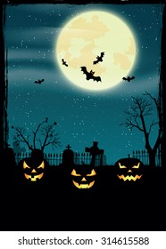 Halloween night, vector illustration.