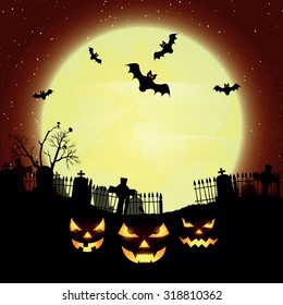 Halloween night, vector illustration.