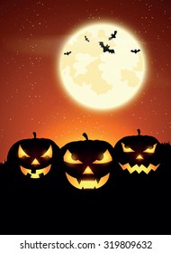 Halloween night, vector illustration.