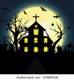 Halloween night, vector illustration.