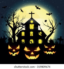 Halloween night, vector illustration.