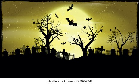 Halloween night, vector illustration.