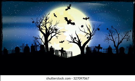 Halloween night, vector illustration.