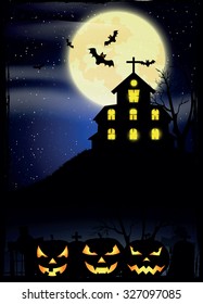 Halloween night, vector illustration.