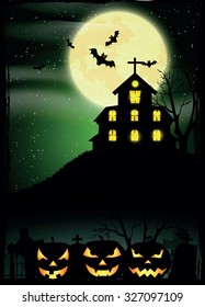 Halloween night, vector illustration.