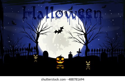 Halloween night, vector illustration.