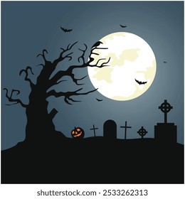 Halloween Night Vector Illustration Poster