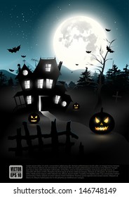 Halloween night - vector poster