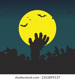 Halloween Night View Illustration Zombie 