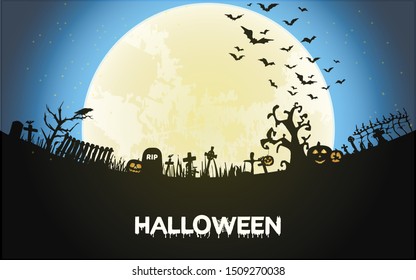 Halloween Nights with Blue Sky Under The Moonlight. EPS10 - Vektor.