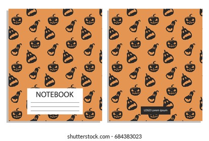 Halloween notebook cover with pumpkin pattern