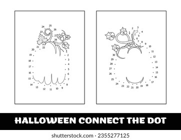 Halloween numbers game, education dot to dot game for children. Halloween pumpkin to be traced by numbers, Connect dots for numbers..