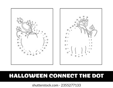 Halloween numbers game, education dot to dot game for children. Halloween pumpkin to be traced by numbers, Connect dots for numbers..