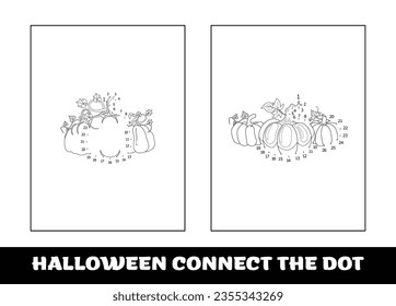 Halloween numbers game, education dot to dot game for children. Halloween pumpkin to be traced by numbers, Connect dots for numbers..