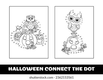 Halloween numbers game, education dot to dot game for children. Halloween pumpkin to be traced by numbers, Connect dots for numbers..
