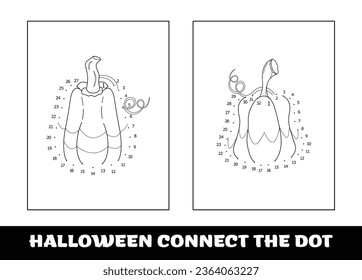 Halloween numbers game, education dot to dot game for children. Halloween pumpkin to be traced by numbers, Connect dots for numbers..