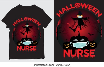 HALLOWEEN NURSE T-SHIRT DESIGN CREATIVE
