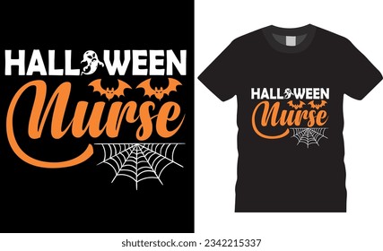 Halloween Nurse, Halloween T-Shirt Design vector template. Vector Isolated on black background High quality vector t-shirt design. Best Halloween Shirts Design ready for print poster, card, mug, pod.