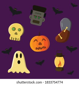 Halloween object design . Happy Halloween 2020, Trik or Treat!