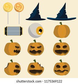 Halloween object set vector illustration 