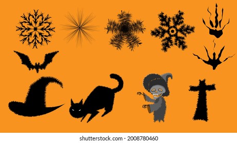 Ilustración vectorial del conjunto de objetos de Halloween