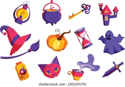 Halloween Object Set  Vector Illustration