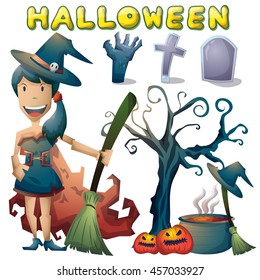 halloween object vector cartoon with separated layers for game and animation, game design asset 