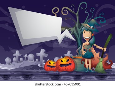 halloween object vector cartoon with separated layers for game and animation, game design asset 