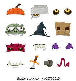 halloween objects cartoon collection - vector illustration