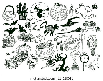 Halloween Objects Collection (hand drawn vector)