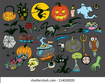 Halloween Objects Collection (hand drawn vector)