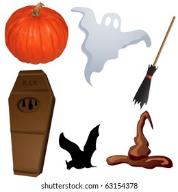 Halloween objects isolated on white vector