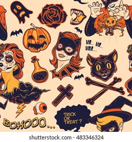 Halloween objects Seamless Pattern
