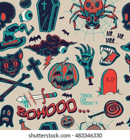 Halloween objects Seamless Pattern
