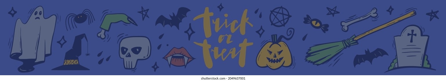 Halloween objects set. Vector hand drawn isolated elements on a white background. EPS10