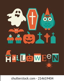 halloween objects set. vector illustration