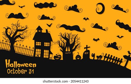 Halloween - October 31. Hand-drawn doodle illustration. A traditional holiday, the eve of All Saints ' Day, All Hallows' Eve. Trick or treat. Happy Halloween 2021!