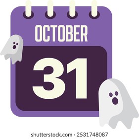 Halloween octubre fantasma púrpura Calendario