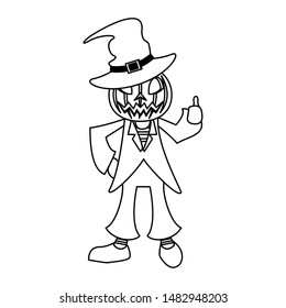 halloween october scary celebration, pumpkin man cartoon vector illustration graphic design