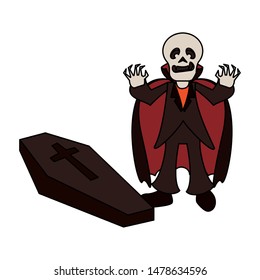 halloween october scary celebrationm skull death man vampire with stone cartoon vector illustration graphic design