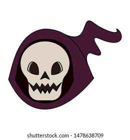 halloween october scary celebrationm skull death man face cartoon vector illustration graphic design