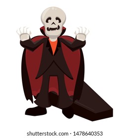 halloween october scary celebrationm skull death man vampire with stone cartoon vector illustration graphic design