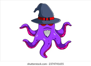Halloween Octopus Character Design Illustration