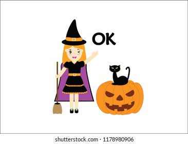 Halloween OK illustration, vector